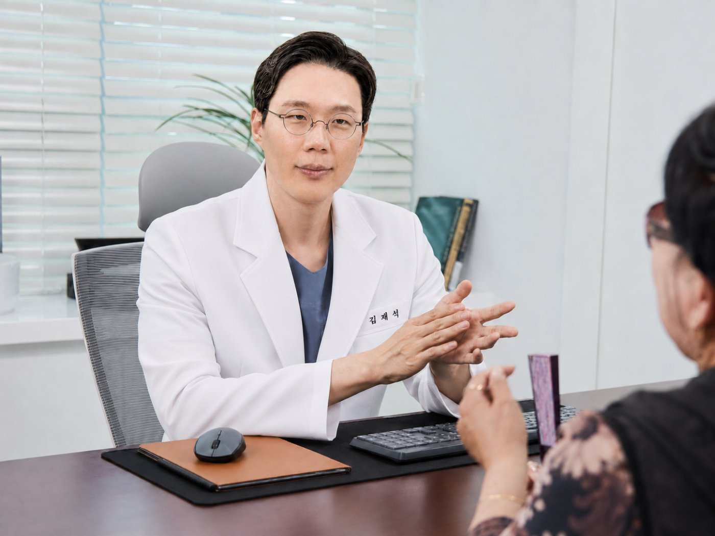 환자와 상담 중인 김재석 대표원장